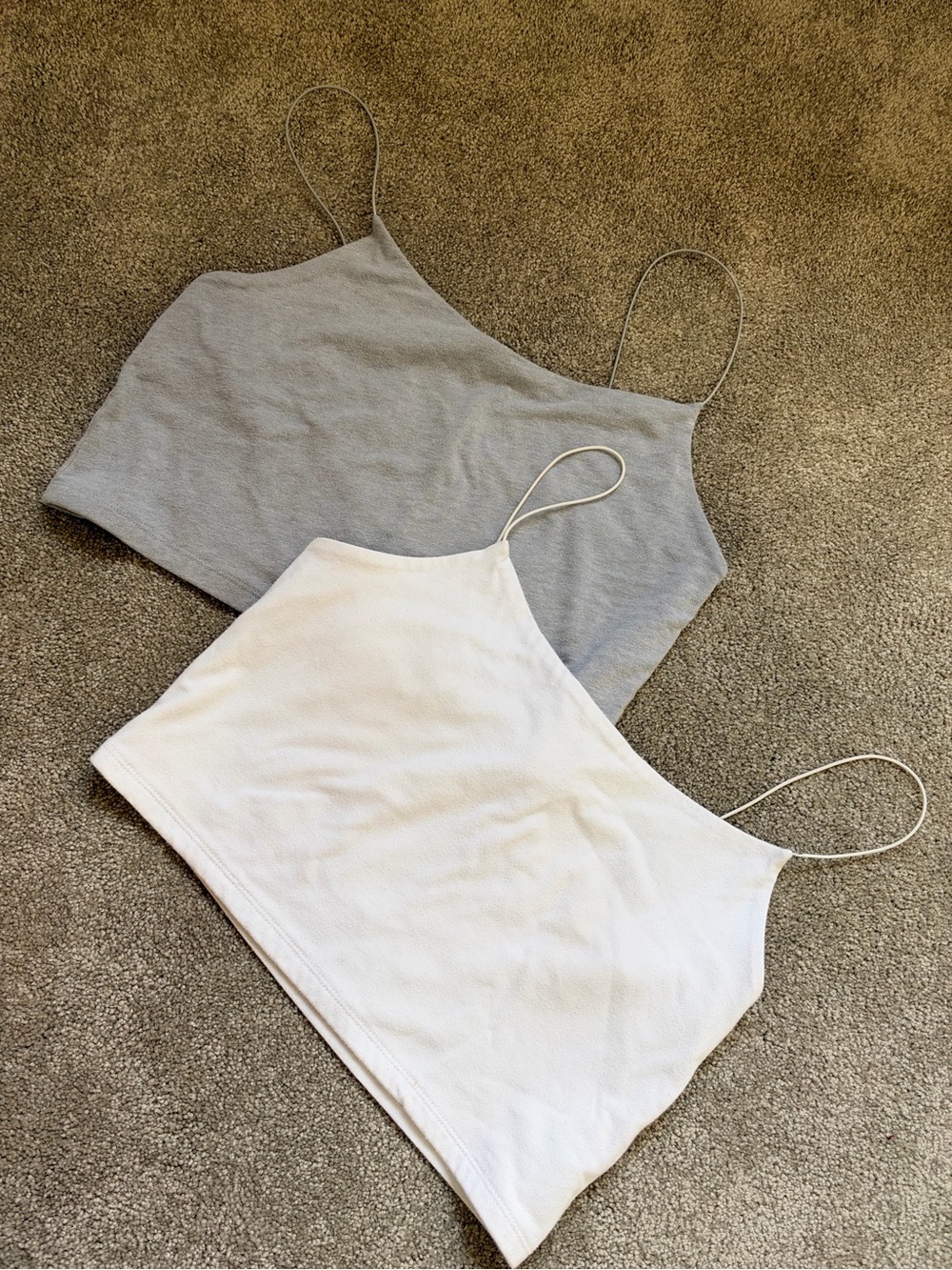 Lot of 2 A New Day Women’s Crop Tops Medium Gray White Spaghetti Strap Basics